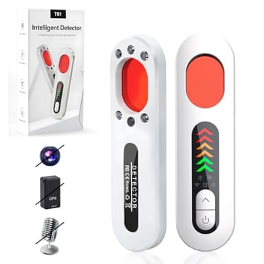 Zilchx Wanzen Detektor, Hidden Camera Detector mit 5 Stufen Empfindlichkeit, Versteckte Kamera Detektor, Anti Aufnahme Detektoren GPS Tracker Detektor für Hotel Heim Büro, Weiß