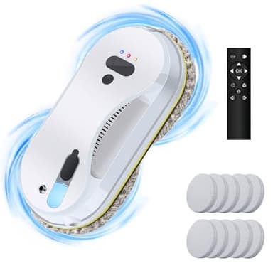 Fensterputzroboter,5600PA Fensterreiniger Elektrisch mit Fernbedienung Fenstersauger Glasreinigungssroboter mit Intelligentes Kantenerkennungssystem fensterputzer elektrisch für Alle Fenster (B)