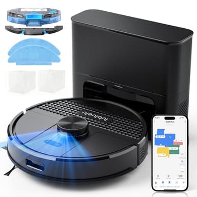 Lubluelu Saugroboter mit Absaugstation 3-in-1, 4500Pa Staubsauger Roboter mit Wischfunktion, Roboterstaubsauger mit Lasernavigation, App Steuerung, 24 No-Go Zonen für Tierhaare, Teppich (SL68 Plus)