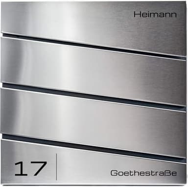 Verda Designer Briefkasten mit Zeitungsfach, 37 x 37 x 11cm, personalisiert, UV-Farbe, Edelstahl, Postkasten, 2X Schlüssel, Wetterfest, Wandbriefkasten Namensschild, Silber (3)