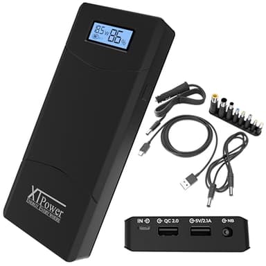 XTPower® PowerBank 20000mAh QC3 mit Echtzeitanzeige LED Display – Externe Handyakkus, Hochkapazitäts-Power Bank mit 65W Leistung – Schnelles Laden für Laptop & Smartphone über USB & DC-Anschluss