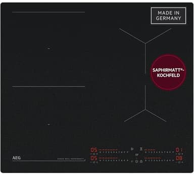 AEG Induktionskochfeld 60cm, Made in Germany, 4 Flex-Kochzonen mit Kratzresistenter SaphirMatt-Oberfläche, SenseBoil verhindert Überkochen, Bridge-Kombination 2er Zonen, Hob²Hood, TI64IB1FIZ