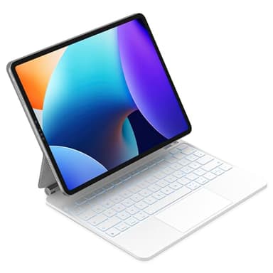 Bettdow für iPad Air 13 Zoll M3 2025/M2 2024/iPad Pro 12.9" Tastatur Hülle, Schwebendes Magnetisches Design mit Trackpad, QWERTZ-Layout Beleuchtete Tastatur für Pro 12.9" 2018-2022, iPad Air 13", Weiß