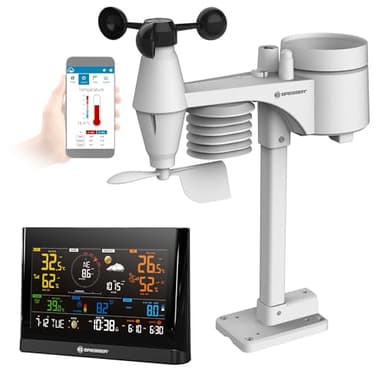 Bresser WLAN Comfort Wetterstation mit 7-in-1 Profi-Sensor und modernem Farbdisplay, Schwarz
