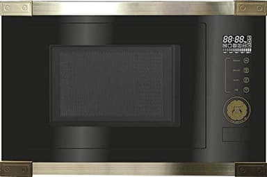 Kaiser EM 2545 AD Einbau Multifunktions Mikrowelle,Schwarz Glas,25L,Heißluft Grill,21 Funktionen,Mikrowelle zum Einbau,8 Sonderfunktionen, Kartoffel, Pizza, Kindersicherung,Einbaumikrowelle Retro