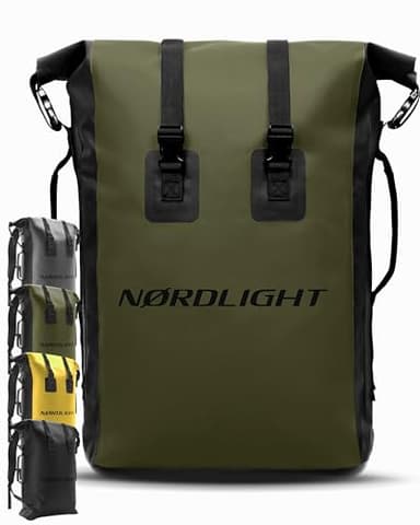 Nordlight Wasserdichter Rucksack Dry Bag 35l - (Olivgrün) Roll Top Rucksack mit gepolstertem Tragegurt, wasserdichte Tasche für Wassersport, Fahrrad Rucksack, Kurierrucksack, Trekking, Angeln