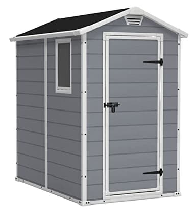 Keter Manor 4x6S Gartenhaus wetterfest 3.8m³, Kunststoff, Outdoor, Außenmaße: BxTxH:130x192x198cm, Innenmaße: BxTxH:111x177x190cm, grau