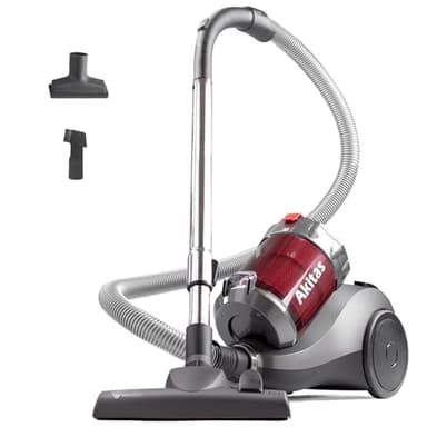 Akitas 800W Beutelloser Staubsauger mit starker Saugkraft und deutschem Wessel-Werk 2-in-1-Bürstenkopf für Hartböden und Teppiche