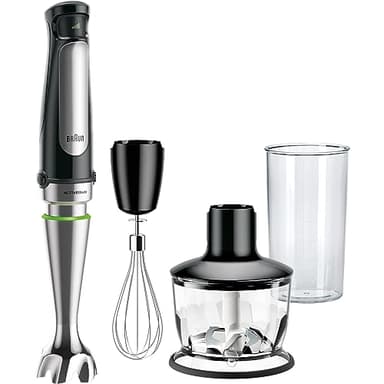 Braun MultiQuick 7 MQ 7035X Stabmixer - Pürierstab mit abnehmbarem Edelstahl Mixfuß mit ActiveBlade Technologie zum Pürieren der härtesten Zutaten, inkl. 3-teiliges Zubehör Set, 1000 Watt, schwarz