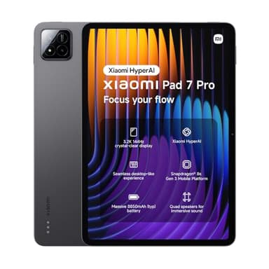 XIAOMI Pad 7 Pro Tablet, 11.2 Zoll, 8+256GB, Grau, 3.2K 144Hz Display, Snapdragon 8s Gen 3, 8850mAh Akku, 67W HyperCharge, HyperAI, Quad-Lautsprecher, Nahtloses Desktop-ähnliches Erlebnis
