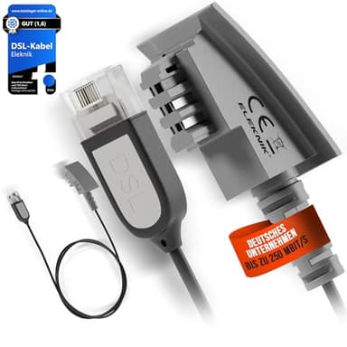 Eleknik DSL Kabel | 15m, Schwarz – High-Speed VDSL 250 MBit/s, TAE-F zu RJ45, Robustes Internetkabel, Mit Galvanischer Signatur, Für Router an Telefondose, Speedport & Fritzbox