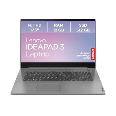 Lenovo IdeaPad 3 Laptop | 17,3" Full HD Display | AMD Ryzen 7 5700U | 12GB RAM | 512GB SSD | AMD Radeon Grafik | Windows 11 Home | QWERTZ | grau | 3 Monate Premium Care