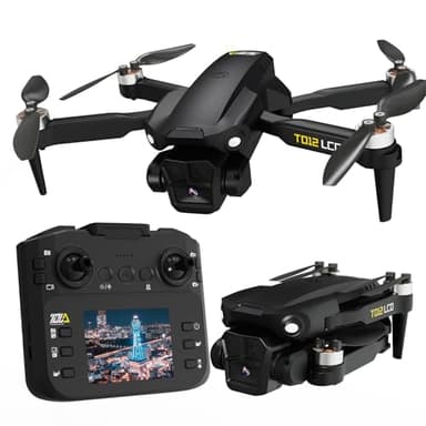 Toladrone TD12LCD Drohne mit Kamera, Faltbare RC Drohne mit LCD-Bildschirm Fernbedienung, Bürstenloser Motor, Drone mit Optischer Flusspositionierung, Drohnen für Erwachsene, Quadcopter für Anfänger