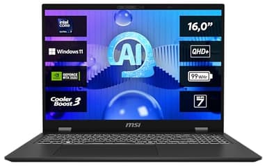 MSI Prestige 16 AI Studio, Business Laptop, 16,0" QHD+, Intel® Core™ Ultra 7 Prozessor 155H, 32 GB LPDDR5 RAM, 1 TB, NVIDIA® GeForce RTX™ 4060, Windows 11 Home, QWERTZ Tastatur, Anniversary Edition