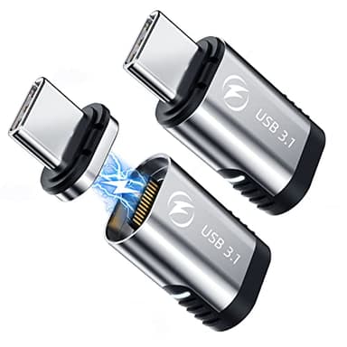 DuHeSin Magnetischer USB-C-Adapter 2 Stück, 24-poliger magnetischer USB-C-Adapter, gerade mit 100 W Aufladung, USB 3.1, 10 Gbit/s, 4K@60 Hz für Thunderbolt 3 MacBook Pro/Air und mehr Typ-C-Geräte