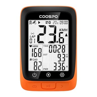 COOSPO BC107 Fahrradcomputer GPS Kabellos Drahtloser Fahrradtacho Kilometerzähler, Bluetooth5.0 ANT+ Rennrad Fahrrad Radcomputer 2.4 Zoll LCD mit Hintergrundbeleuchtung Kompatible mit Strava