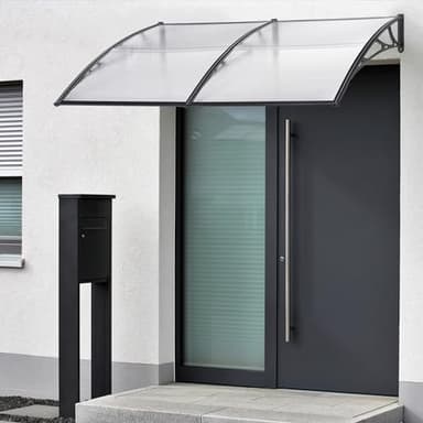 [en.casa] Vordach für Haustür Mellerud Überdachung 240 x 100 cm Pultvordach Balkon Türüberdachung Polycarbonat Aluminium Schutzdach Terrasse Schwarz/Transparent