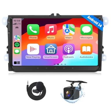 Eonon 9 Zoll Android 14 3+32GB Car Stereo GPS CarPlay Android Auto MirrorLink Bluetooth USB für Volkswagen SEAT Skoda Golf VI/V Polo Touran T5 Unterstützung Video Ausgang Rückfahrkamera Headunit VWX7