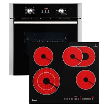 Autarkes Herdset | 60cm Einbaubackofen BO8805SS | 59cm Kochfeld CH5901RL | Grill | Heißluft | Automatik-Timer | 2-fach Wärmeschutzverglasung | Kindersicherung | Knebelbedienung | SET8805CH59RL