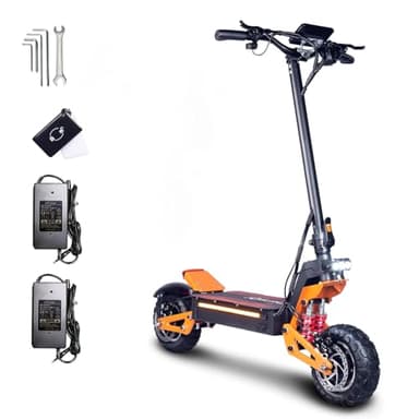 HWWH E-Scooter Offroad Elektroroller Schneller E Roller Elektroscooter NFC-Schlüsselloser Start 11 Zoll Allzeitreifen Doppelmotor C-Typ Federung 60V40AH Lithium-Ionen-Akku Maximale Autonomie 100 KM