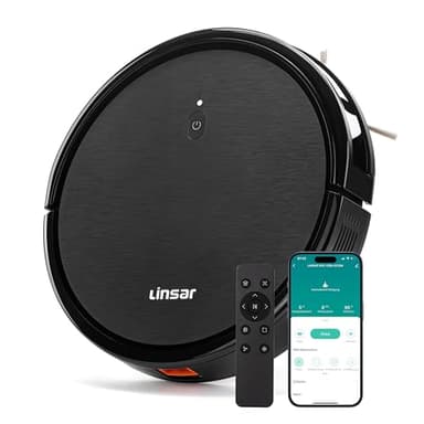 Linsar - Saugroboter ohne Wischfunktion - Starke Saugleistung - Alexa kompatibel - für Teppich, Tierhaare & Hartböden - Staubsauger Roboter mit Ladestation & Fernbedienung (Schwarz)