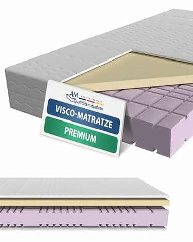 AM Qualitätsmatratzen Premium 7 Zonen Viscoschaum Matratze 90x200 H2 - Made in Germany - Oeko TEX Memory Foam Matratze 90x200-23 cm Hoch - Kaltschaummatratze 90x200 H2 mit 4cm Viscoauflage