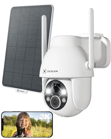COCOCAM 2K Überwachungskamera Aussen Akku WLAN, Solar Kamera Überwachung Aussen Outdoor Kamera, Außenkamera kabellos mit AI-Mensch-Erkennung, Farbige Nachtsicht, Alexa-kompatibel, 2-Wege-Audio, IP66