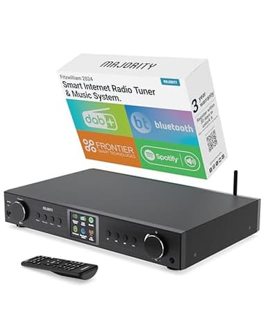 Radio DAB Plus Internetradio WLAN Tuner | DAB+ Internet Radio Receiver | Empfänger für Stereoanlage | Internetradio Adapter HiFi-Tuner mit Spotify Connect & Podcasts | MAJORITY Fitzwilliam (Schwarz)