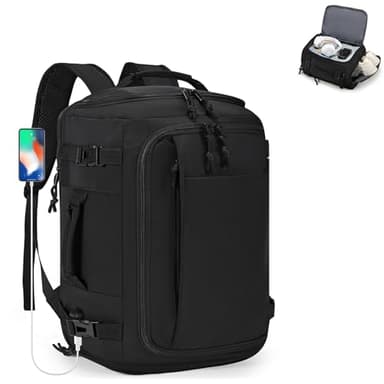 SPAHER Erweiterbar Handgepäck Rucksack 40x30x20cm Wizzair 40x30x25 Eurowings Reiserucksack Laptop Rucksack mit USB-Ladeanschluss Weekender Sportrucksack mit Nassfach und Schuhfach Herren Damen