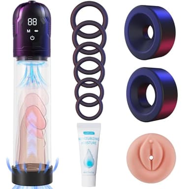 Penispumpe für Penisvergrößerung, Yivans Sex Spielzeug für Männer Elektrische Penis Vakuumpumpe mit 5 Saugstufen und Silikonhülsen, Masturbator, Penisring