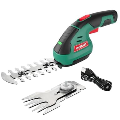 HYECHO Akku Heckenschere, 2-in-1-Akku Gras- und Strauchschere, Eingebauter 7,2-V-2-Ah-Akku, 2 Klingen, Elektrische Heckenschere Mit Sicherheitsschlüssel, Geeignet Zum Jäten und Beschneiden Von Bäumen