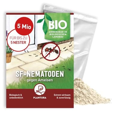 Plantura SF-Nematoden gegen Ameisen – 100% biologisch & hochwirksam, einfache Anwendung, Nützlinge aus Deutschland, 5 Mio für bis zu 5 Nester/ca. 1 m Mauer