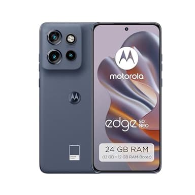 Motorola edge50 neo Smartphone (Kratzfestes 6,36"-pOLED-Display Dank Gorilla Glas 3, 50-MP-Moto-AI-Kamera, 12/512 GB, widerstandsfähig, Staub- und schmutzdicht) Pantone Grisaille inkl. Handyhalterung