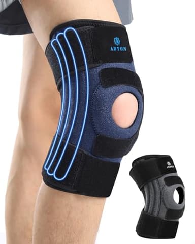 ABYON Kniebandage für Damen und Männer bei Arthritis, Meniskusriss, ACL - Mit Dreifach - Stabilisatoren & 360° verstellbarem Kompressionsverband für starken Schmerzschutz und schnelle Genesung Laufen