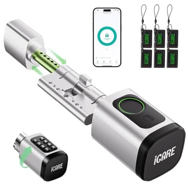 Türschloss Fingerabdruck Smart Lock, Schließzylinder 60-90mm(30/30,45/45), Elektronisches Fingerabdruck Türschloss Haustürschloss mit RFID, App, Bluetooth, Tasten Smart Türschloss mit Zahlencode
