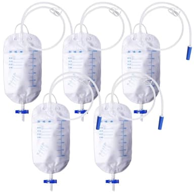 5 Stück 500ml Urinbeutel Beinbeutel, Urinbeutel katheterbeutel Urindrainagebeutel, Katheter Beinbeutel, Urinbeutel bei Inkontinenz, Urinbeutel mit Ventil und T-Ablass, Drainagebeutel