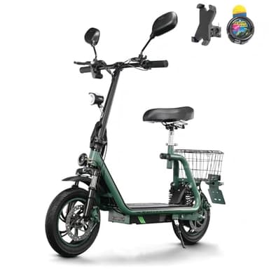 TWOFISH E Scooter mit Straßenzulassung(EEC), 12 Zoll Elektroroller für Erwachsene, mit 48V 13Ah Akku, 120 kg Tragkraft 30 km Reichweite Scheibenbremsen für den Stadtverkehr, M5 PRO E (Reines Grün)