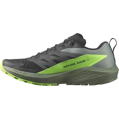 Salomon Herren Sense Ride 5 Traillaufschuhe, Black Laurel Wreath Green Gecko, 44 2/3 EU