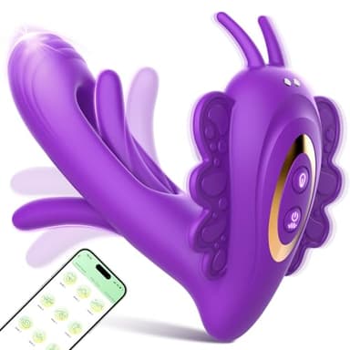 G Punkt Vibration für Frauen Klitoris, 3 in 1 Dildo Vibrator mit 9 Vibrations, 9 Flattermodi, Clitoris Vibrator Sex Spielzeug, Sex Toy für Klitoris Brustwarze Stimulator für Paare APP-Fernbedienung