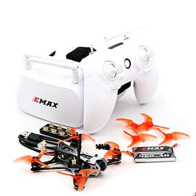 EMAX Tinyhawk II Freestyle RTF FPV Racing Drohne mit 7000KV Bürstenloser Motor, RunCam Nano 2 700TVL Kamera, 0-25-100-200 VTX Leistung, Drohnen mit Brille und Controller für Kinder Erwachsene Anfänger