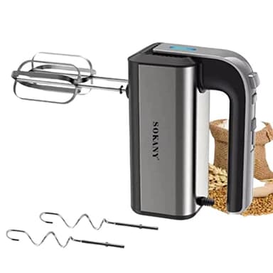 SOKANY 800W Handrührgerät Edelstahlkneter Handmixer, 5 Geschwindigkeiten mit Exit-Taste, Handrührer mit 2 Knethaken & 2 Rührbesen (CX-6651)