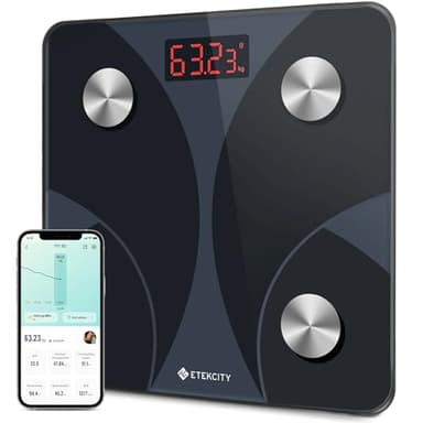Etekcity Personenwaage Körperfettwaage 180kg/0,05kg, Waage Personen mit APP, Bluetooth Körperwaage für13 Körperwerte, Personenwaage digital, Waage mit Körperfett und Muskelmasse, BMI, Protein