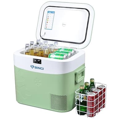 BINGI Kompressor Kühlbox 22 Liter Tragbarer Auto-Kühlschrank 12/24V DC und 230V AC Mini Gefrierschrank für Auto, LKW, Camping, Wohnmobil und Zuhause (15℃ bis -18℃)