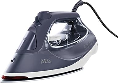 AEG Dampfbügeleisen, 2400 Watt, 160g Dampfstoß, 0-40g Dampf/Min., Restwärmeanzeige, Sicherheitsabschaltung, Selbstreinigungsfunktion, 1,95 m Kabel, Anti-Kalk System, Blauweiß, SI6-1-2MN