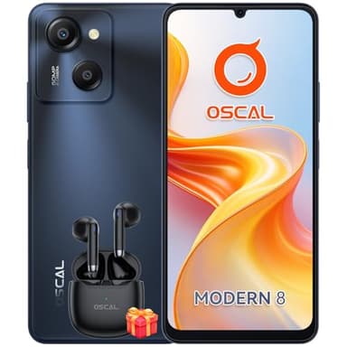 OSCAL Modern 8 Smartphone ohne Vertrag 16GB+128GB/1TB, 90Hz 6,75" HD+ IPS Android Handy 2Ghz, 50MP+8MP Smartphone, 6000mAh/18W Schnellladung/OTG, Face ID/Fingerabdruck, 5G WiFi/BT5.0 - Schwarz