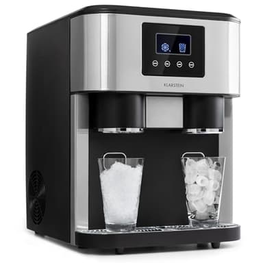 Klarstein Eiswürfelmaschine Klein, 1,8L Eiswürfelbereiter, Eiswürfelmaschine für Crushed und Bullet Eis, Schnelle Mini-Eiswürfelmaschine, Leichte Reinigung, Eiswürfelbereiter für 15kg/24h