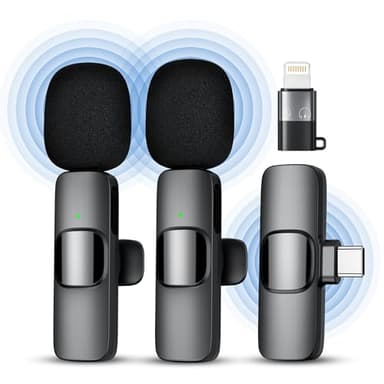 Qhot Mikrofon für iPhone & Handy | Bluetooth Kabellos Mini Lavalier Ansteckmikrofon Wireless Microphone mit USB-C & Lightning | Kompatibel mit Smartphone für Video Podcast Aufnahme