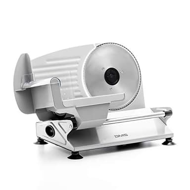 DMS Allesschneider elektrisch rostfrei Edelstahlmesser Ø 19 cm – Brotschneidemaschine 400 W Brot, Wurst, Käse – Schneidemaschine - stufenloser Schnittstärke, Saugnapffüßen & Sicherheitsschalter