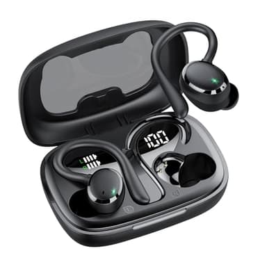 Bluetooth Kopfhörer Sport, Bluetooth 5.3 Kopfhörer Kabellos mit HD Mic,HiFi Stereo Tiefer Bass, 72 Std Spielzeit, Dual LED-Anzeige, IP7 Wasserdicht in Ear Ohrhörer mit Ohrhaken