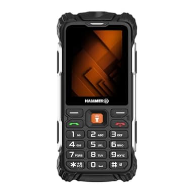 Hammer H Power Plus Outdoor Handy ohne Vertrag, 3000mAh Akku, 32 GB, 2,8" IPS Display, große Tasten, Taschenlampe, 2 MP Kamera, FM-Radio, USB-C, Dual SIM, IP68/MIL-STD-810H, Schwarz